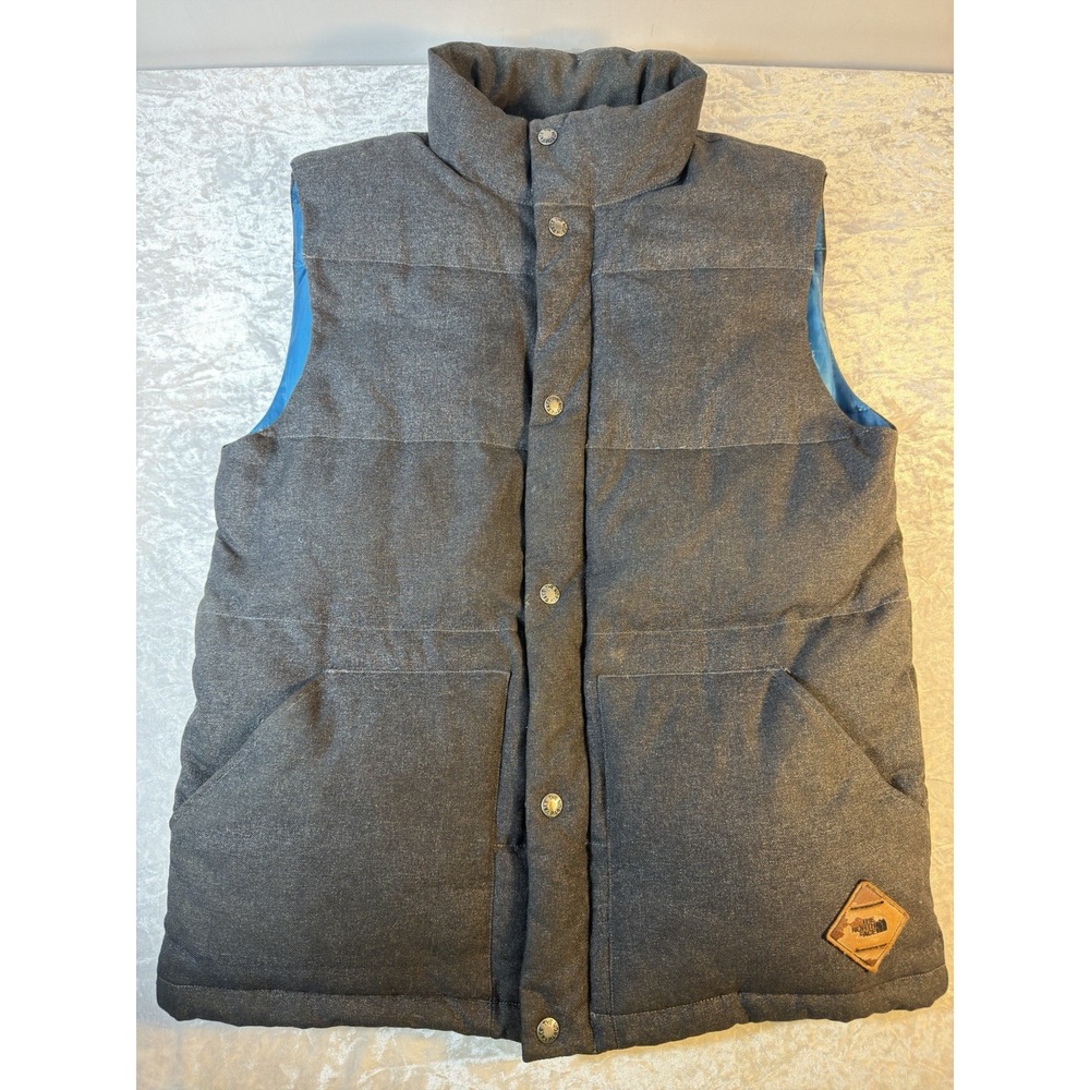 The North Face Heritage Down Vest Mens S Gray Blue Goose Down Puffer